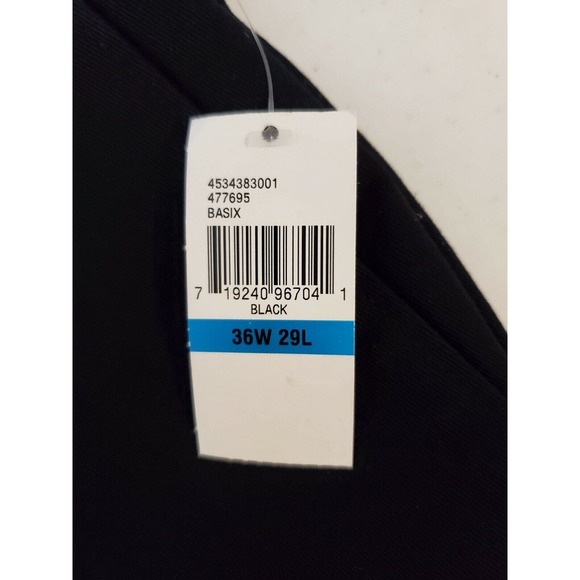 CC - IZOD Dress American Chino Pants Men 36 X 29 Solid Black Slim Flat Front NWT - Picture 6 of 9